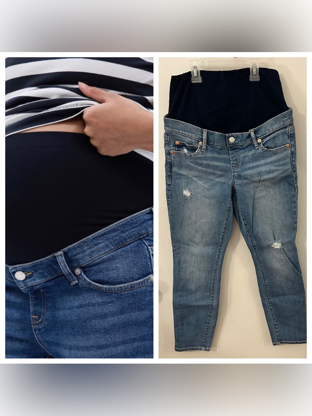 Gap Maternity Jeans Women 27/4 Short True Skinny Ankle Full Belly Panel Blue